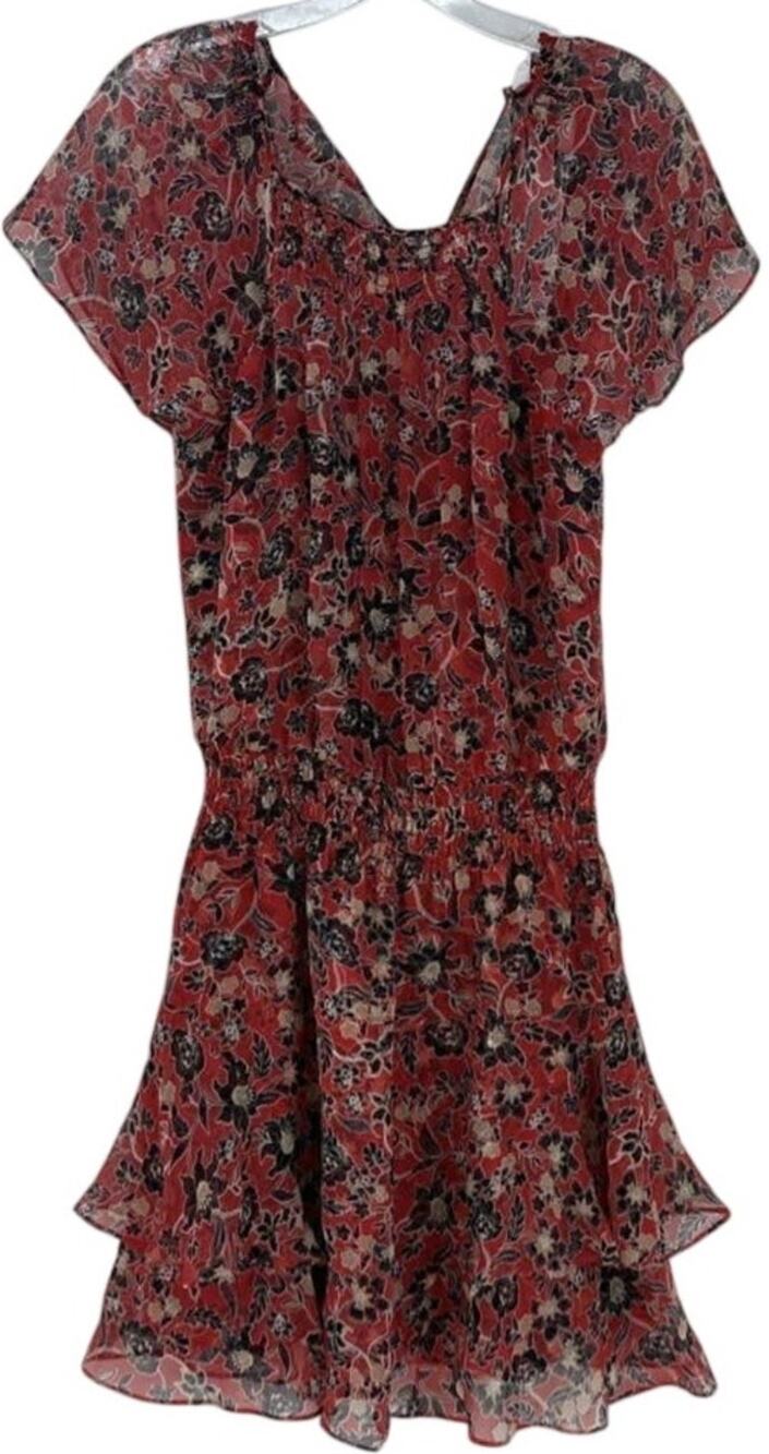 NWT The Parker Bali Floral V-Neck Puff Sleeve Mini Dress M